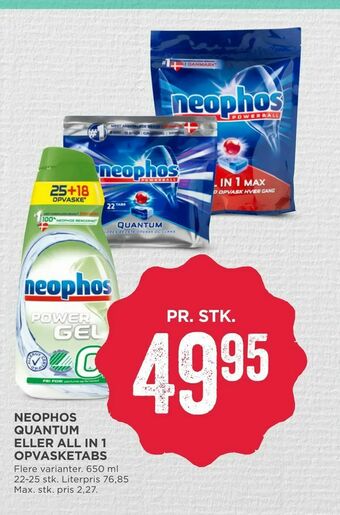 MENY Neophos quantum eller all in 1 opvasketabs tilbud