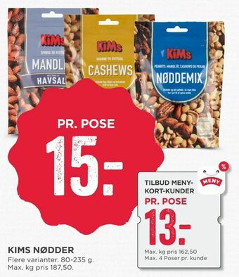 MENY Kims nødder tilbud