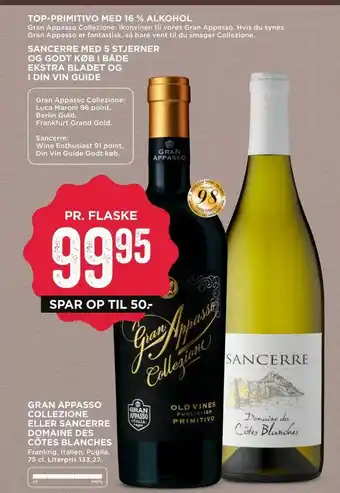 MENY Gran appasso collezione eller sancerre domaine des côtes blanches tilbud