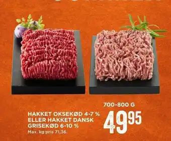 MENY Hakket oksekød 4-7 % eller hakket dansk grisekød 6-10 % tilbud