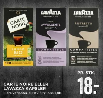 MENY Carte noire eller lavazza kapsler tilbud