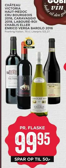 MENY Château victoria haut-medoc cru bourgeois 2016,00 caravaggi0 2018,00 labouré-roi chablis eller enrico verga barolo 2016 tilbud