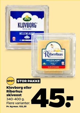Netto Klovborg eller riberhus skiveost tilbud