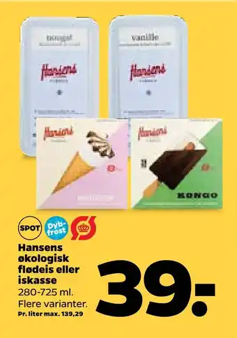 Netto Hansens økologisk flødeis eller iskasse tilbud