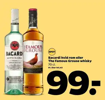 Netto Bacardi hvid rom eller the famous grouse whisky tilbud
