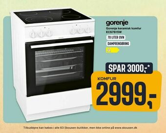 Skousen Gorenje keramisk komfur ECS7615W tilbud