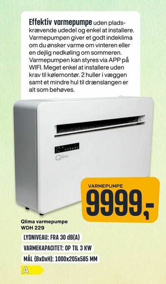 Skousen Qlima varmepumpe WDH 229 tilbud