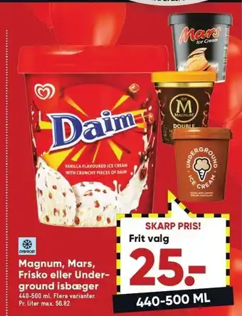 Bilka Magnum, mars, frisko el. underground isbæger tilbud