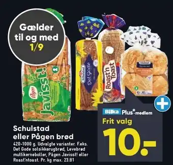 Bilka Schulstad el. pågen brød - bilka plus-medlem tilbud