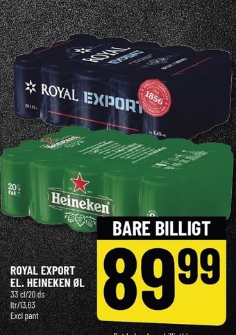 Løvbjerg Royal export el. heineken øl pr rm tilbud