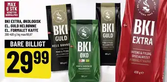 Løvbjerg Bki extra, øko el. guld helbønne el. formalet kaffe tilbud
