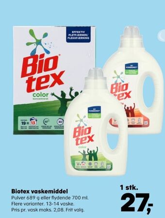Kvickly Biotex vaskepulver tilbud