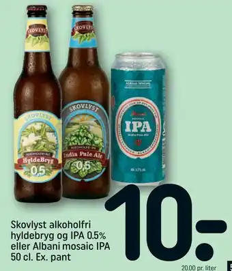 REMA 1000 Skovlyst alkoholfri hyldebryg og IPA 0,5% eller Albani mosaic IPA tilbud