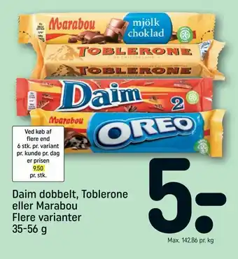 Daim dobbelt, Toblerone eller Marabou