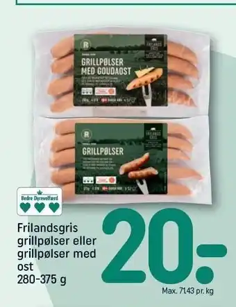 REMA 1000 Frilandsgris grillpølser el. grillpølser m. ost tilbud