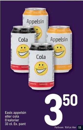 REMA 1000 Easis appelsin el. cola 0 kalorier tilbud
