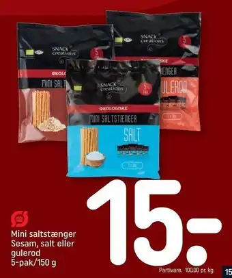 REMA 1000 Mini saltstænger sesam, salt el. gulerod tilbud