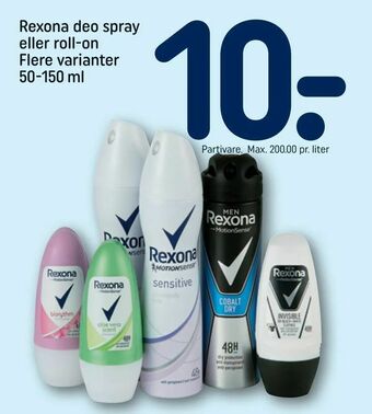 REMA 1000 Rexona deo spray eller roll-on tilbud