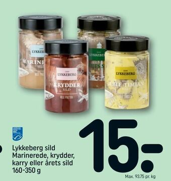 REMA 1000 Lykkeberg sild Marinerede, krydder, karry eller årets sild tilbud