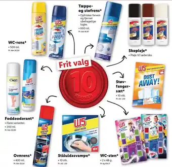 Wc-rens, tæppe- & stofrens, skopleje, støvfangersæt, wc-sten, ovnrens, ståluldssvampe, foddeodorant