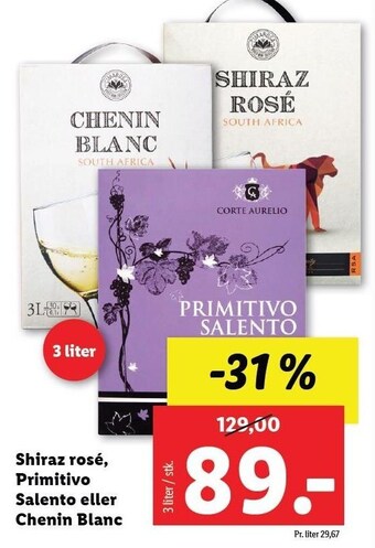Shiraz rosé primitivo salento eller chenin blanc