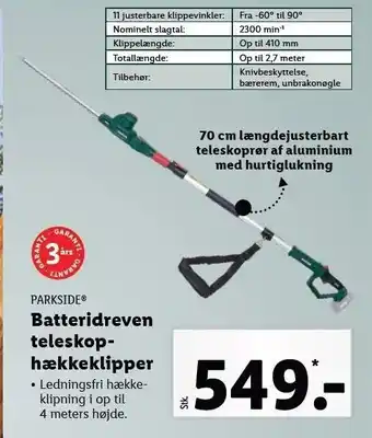 Batteridreven teleskophækkeklipper