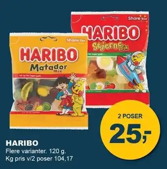 Let-Køb Haribo - flere varianter 2 poser tilbud