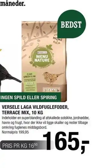 Land & Fritid Verselle lafa vildfuglefoder, terrace mix 10 kg tilbud