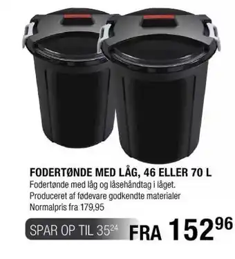 Land & Fritid Fodertønde med låg, 46 eller 70 ltr, tilbud