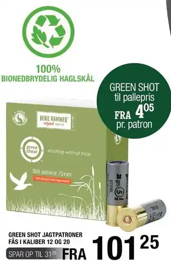 Land & Fritid Green shot jagtpatroner - fås i kaliber 12 og 20 tilbud
