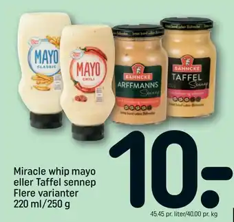 REMA 1000 Miracle whip mayo eller Taffel sennep tilbud