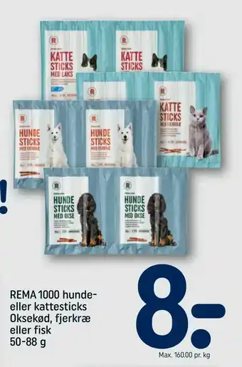 REMA 1000 REMA 1000 hunde eller kattesticks Oksekød, fjerkræ eller fisk tilbud