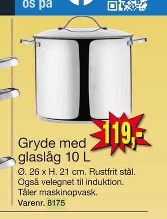 Harald Nyborg Gryde med glaslåg 10 l tilbud