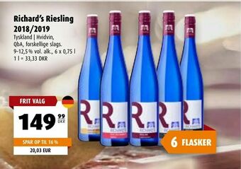 Scandinavian Park Richard's Riesling 2018/2019 tilbud