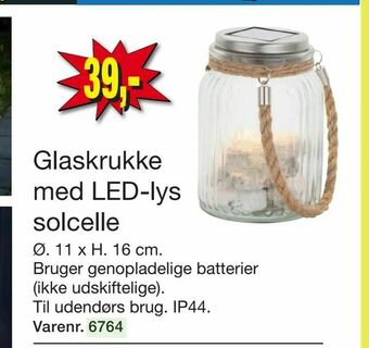 Harald Nyborg Glaskrukke med LED-lys solcelle tilbud