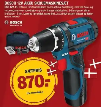 Stark Bosch 12v akku skruemaskinesæt tilbud