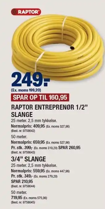 Stark Raptor entreprenør slange tilbud