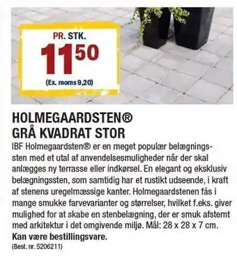 Holmegårdsten grå kvadrat stor
