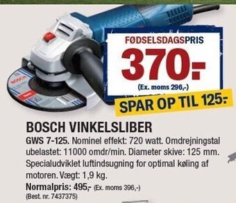 Stark Bosch vinkelsliber tilbud