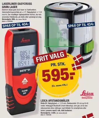 Stark Laserliner easycross grøn laser el. leica afstandsmåler tilbud