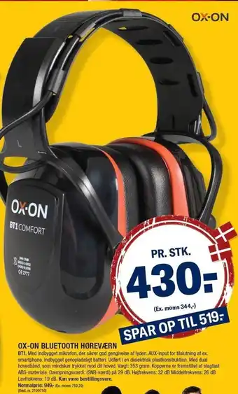 Ox-on bluetooth høreværn