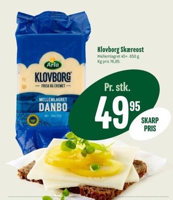Min Købmand Klovborg skæreost danbo mellemlagret tilbud