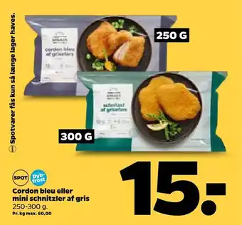 Netto Cordon bleu eller mini schnitzler af gris tilbud