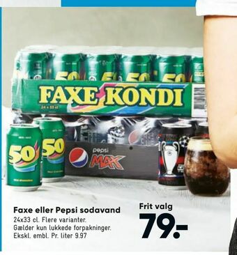 Bilka Faxe eller Pepsi sodavand tilbud