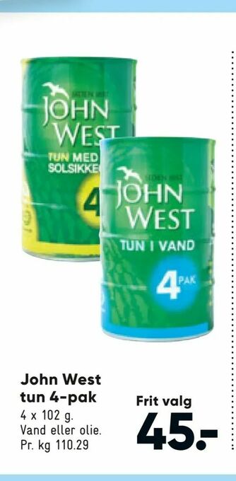 Bilka John West tun 4-pak tilbud