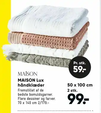 Bilka MAISON Lux håndklæder 50 x 100 cm tilbud