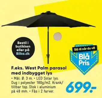 Bilka West Palm parasol med indbygget lys tilbud
