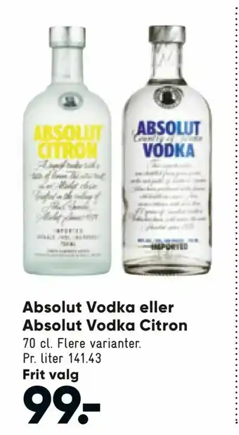 Absolut Vodka eller Absolut Vodka Citron