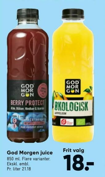 Bilka God Morgen juice tilbud