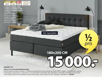 JYSK Dreamzone Gold C110 Latex Kontinentalseng tilbud